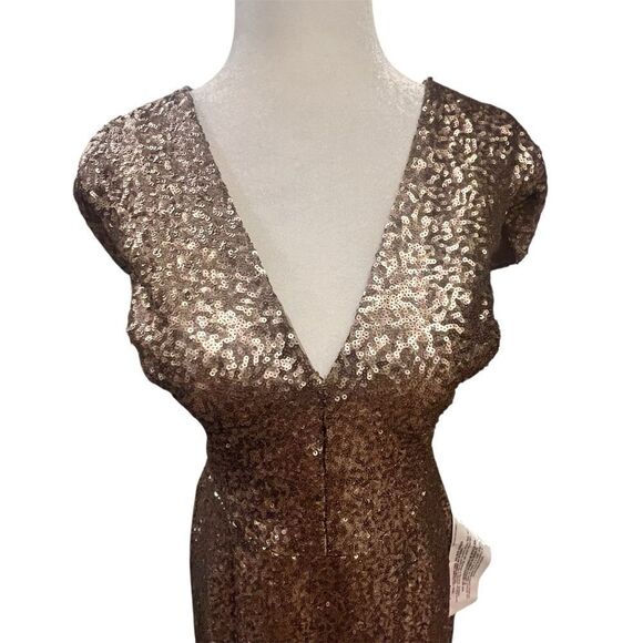 Dress the Population sequin gold dress with v neck size xl nwt - Picture 4 of 11